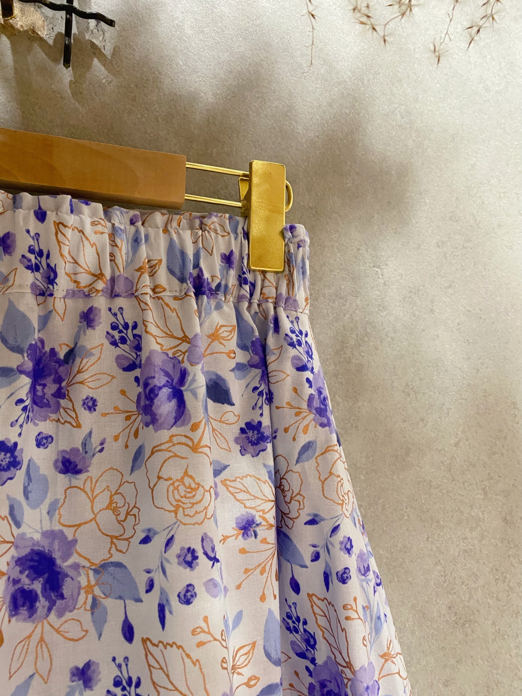 燙金紫花卉 媽咪維納斯長裙