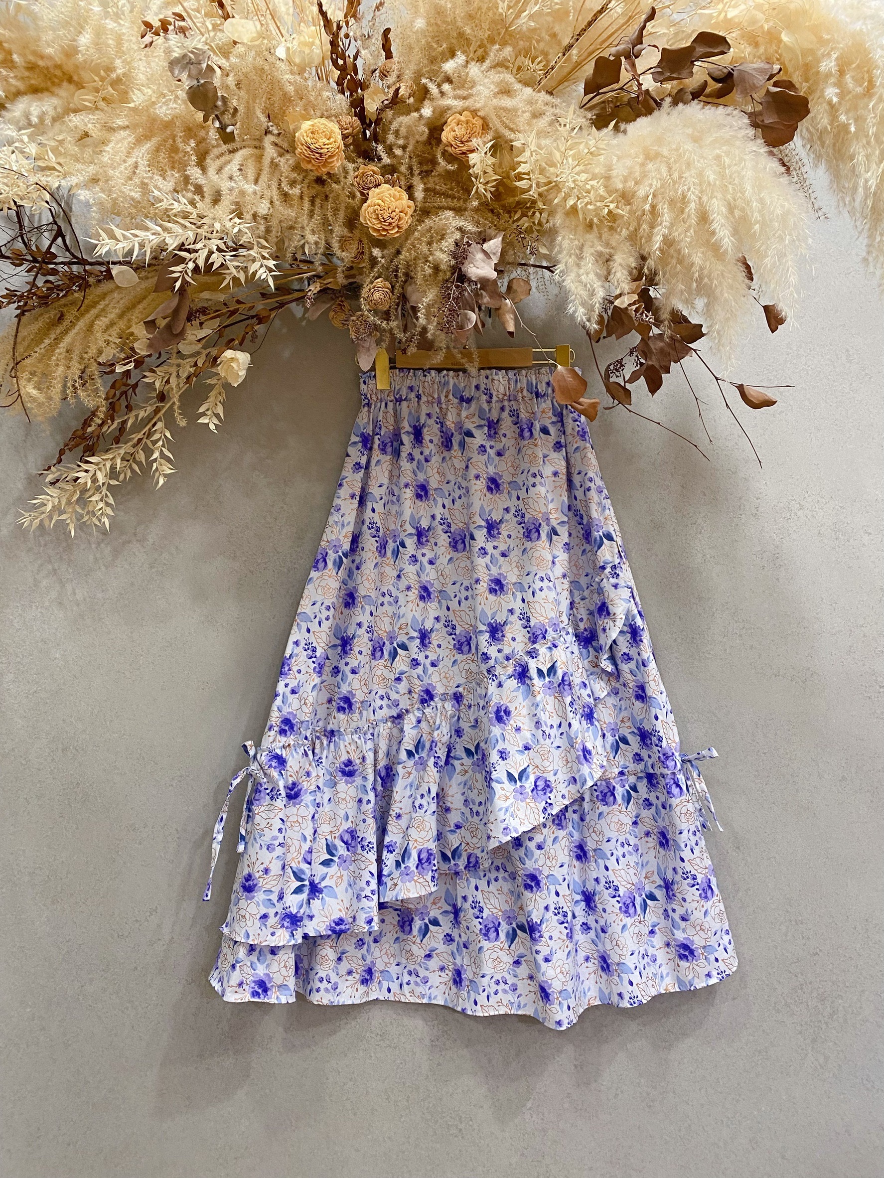 燙金紫花卉 媽咪維納斯長裙