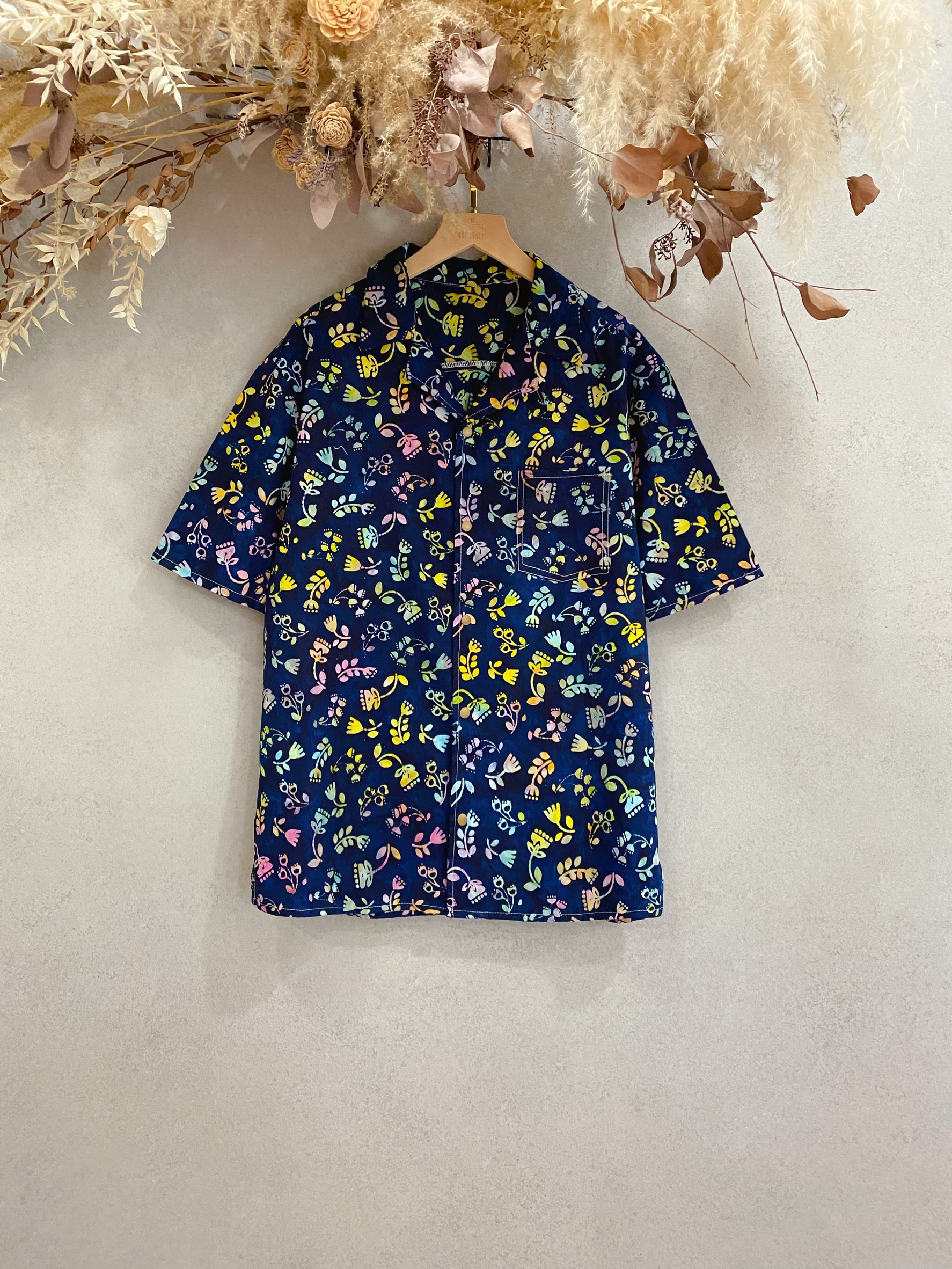 蠟染彩葉 爸比古巴襯衫(M)