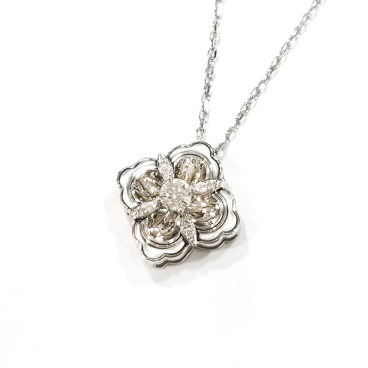 18K白金天然鑽石白貝頸鏈