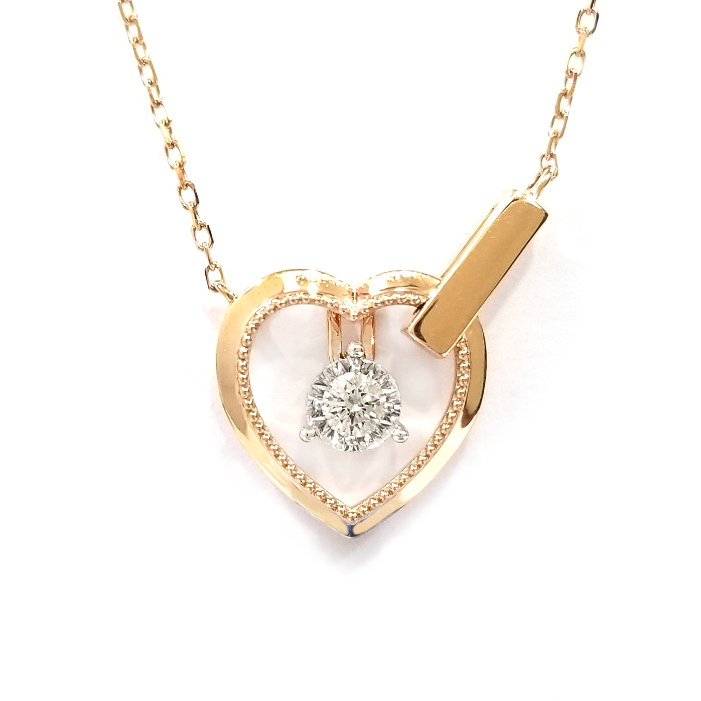 18K白金/18K玫瑰金天然鑽石心形頸鏈