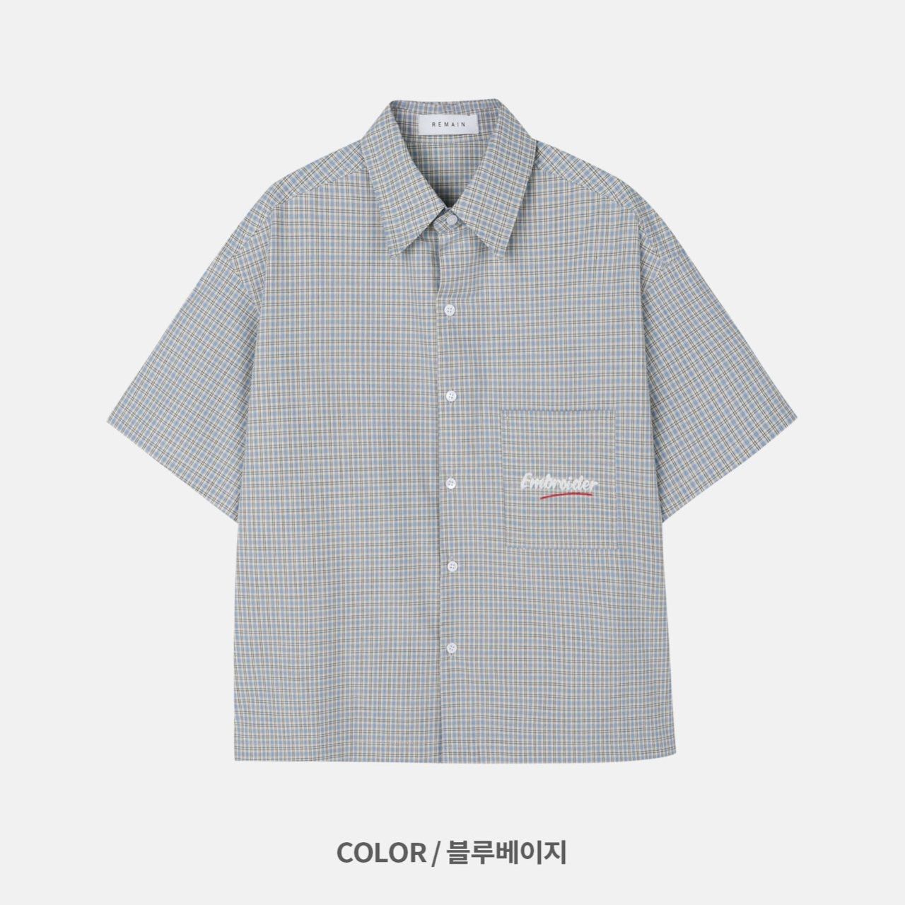 格仔短袖恤衫 REMAIN-019S