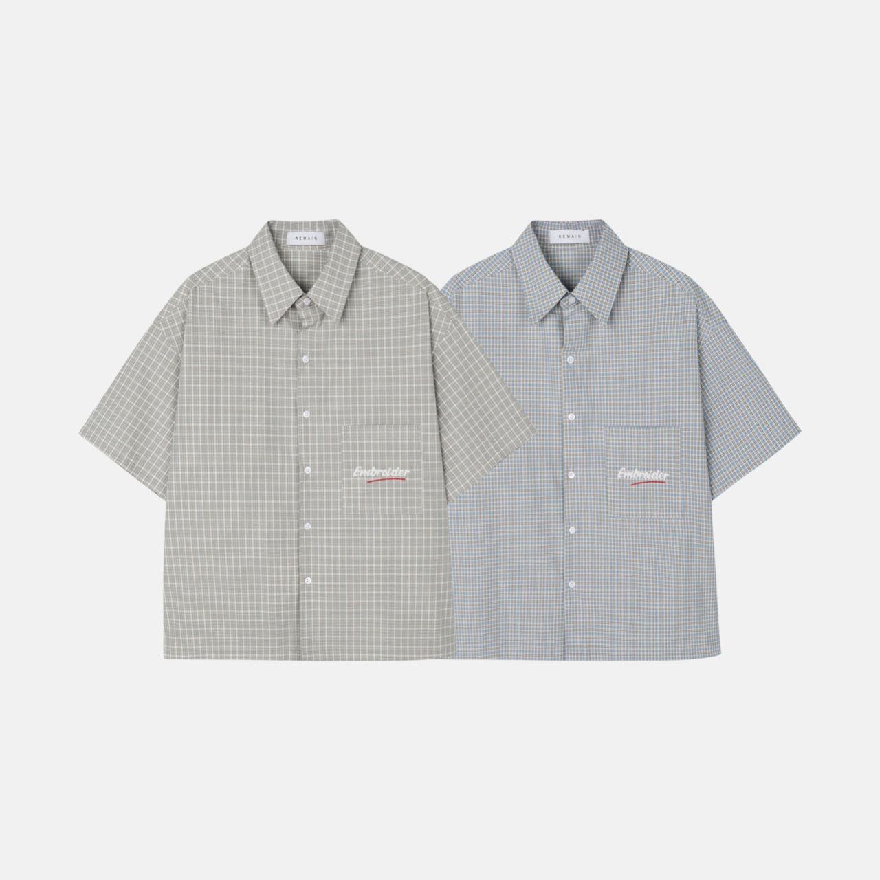 格仔短袖恤衫 REMAIN-019S