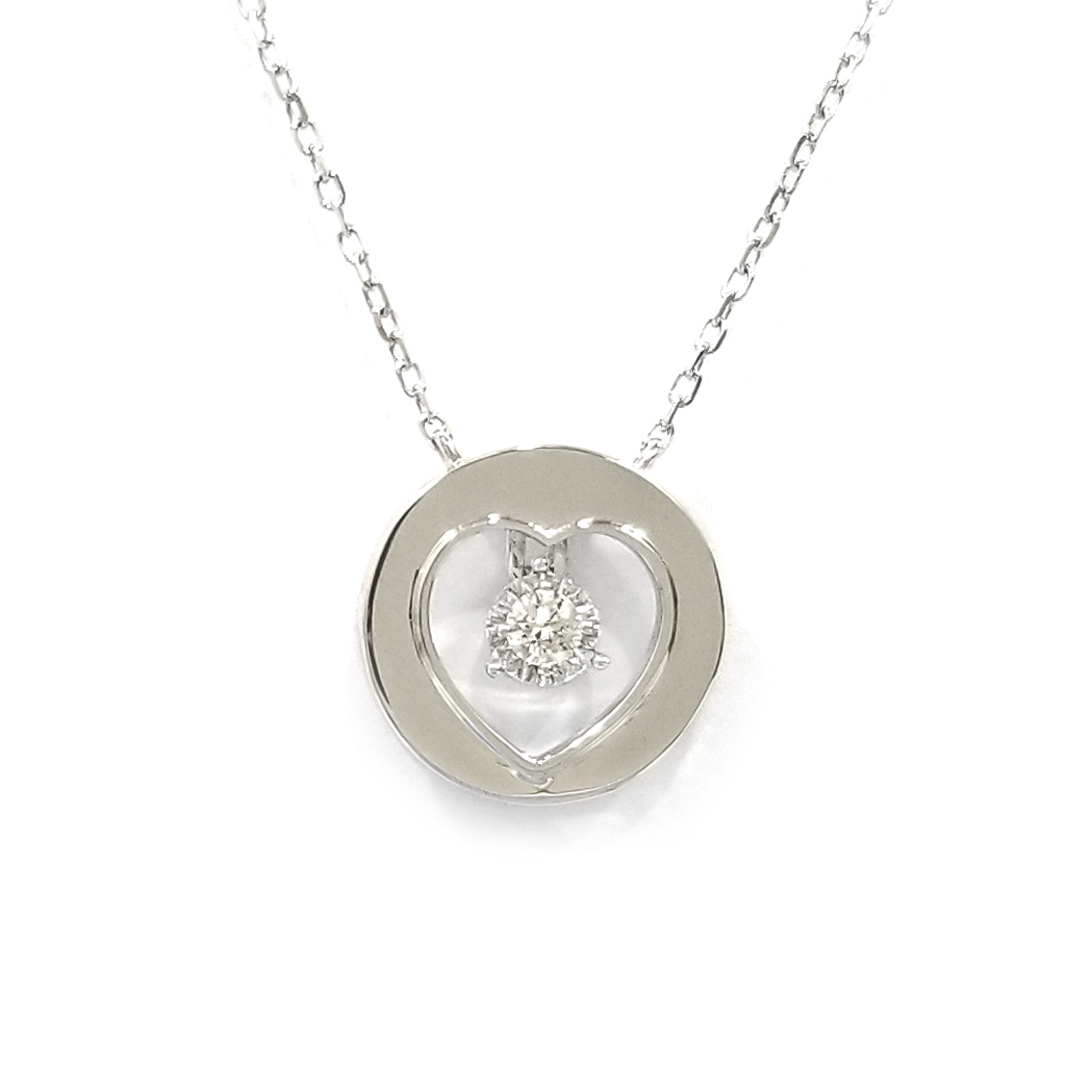 18K白金天然鑽石頸鏈