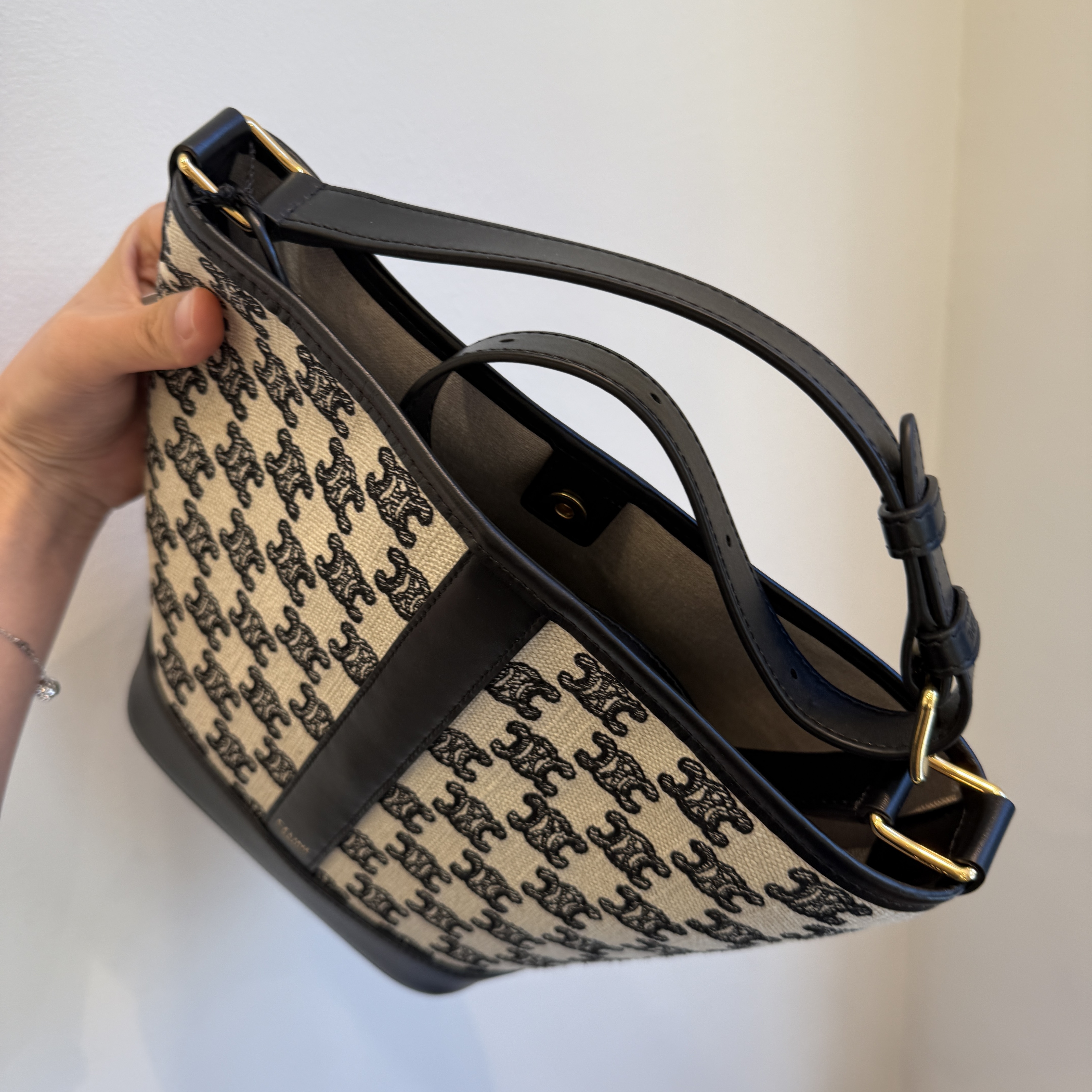 Celine bag Triomphe Embroidery Small Bucket Bag