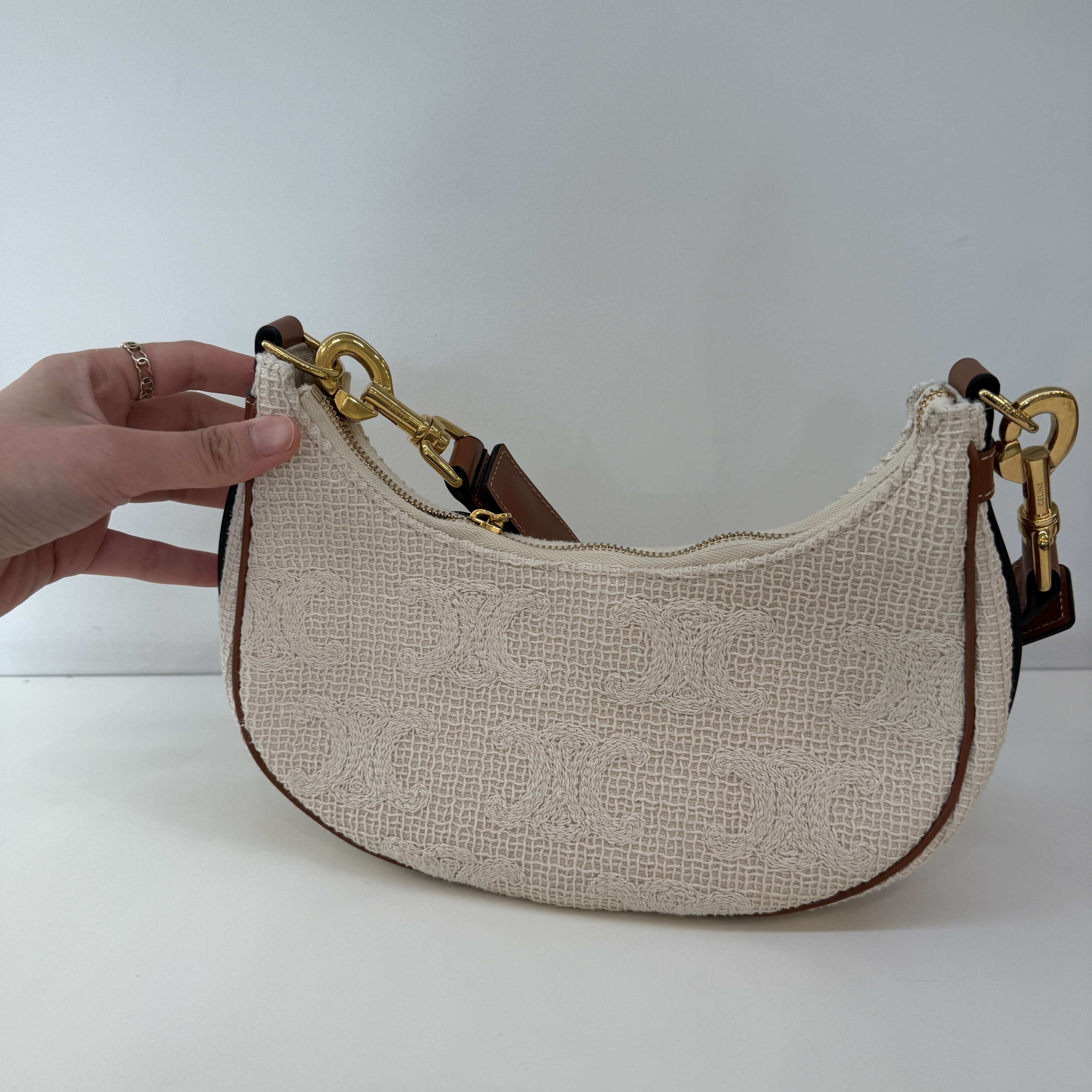 Celine bag Medium Ava embroidery smooth calf w Triomphe shoulder Bag