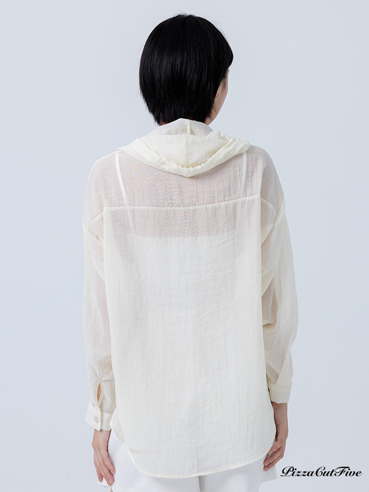 [兩件1580]素色連帽遮陽輕透長袖上衣/外套 PizzaCutFive PCF251401014
