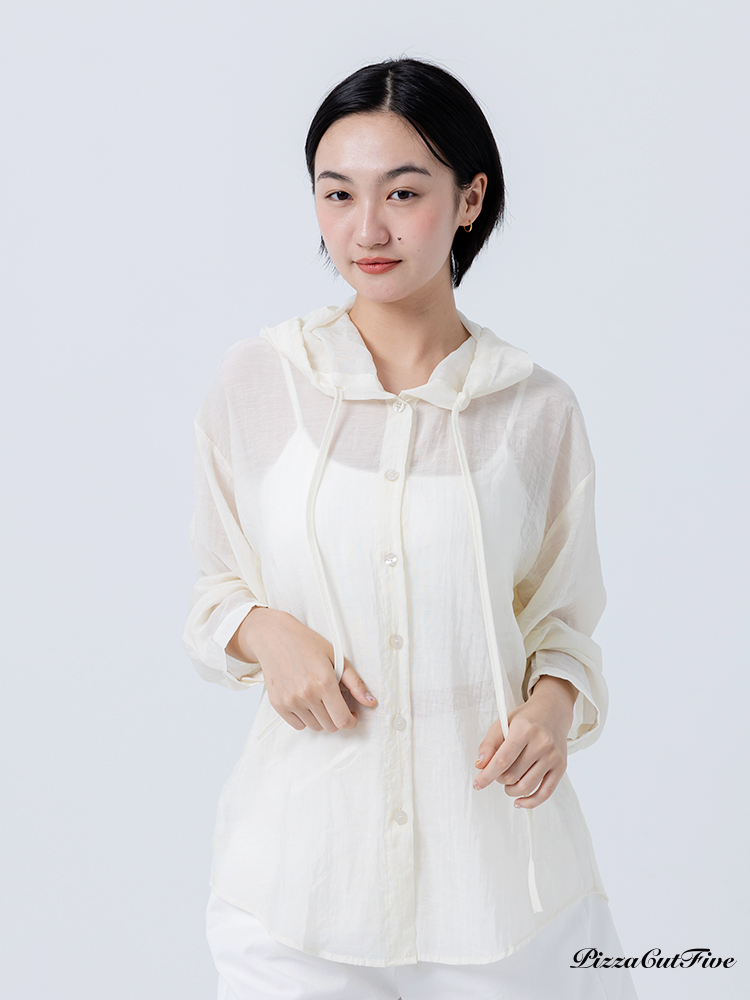 [兩件1580]素色連帽遮陽輕透長袖上衣/外套 PizzaCutFive PCF251401014