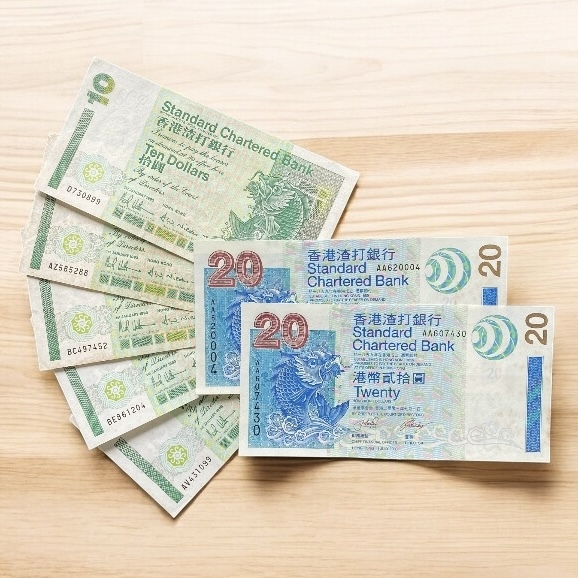 1993 SCB five $10 Banknotes and 2003 SCB two $20 Banknotes (F-VF Condition) Face value +$5, Awards points not applicable