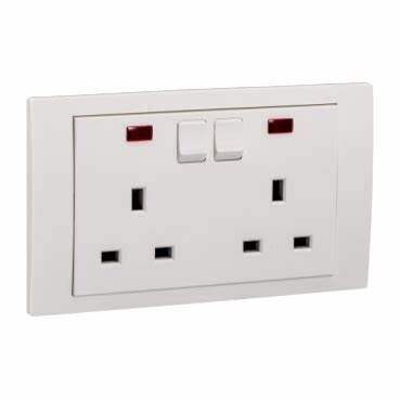 施耐德 KB 元雅 13A 兩位連保護門有掣插座連指示燈 KB25N_WE