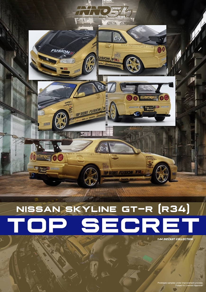 【預訂】INNO64 Secret R34 GT-R Gold
