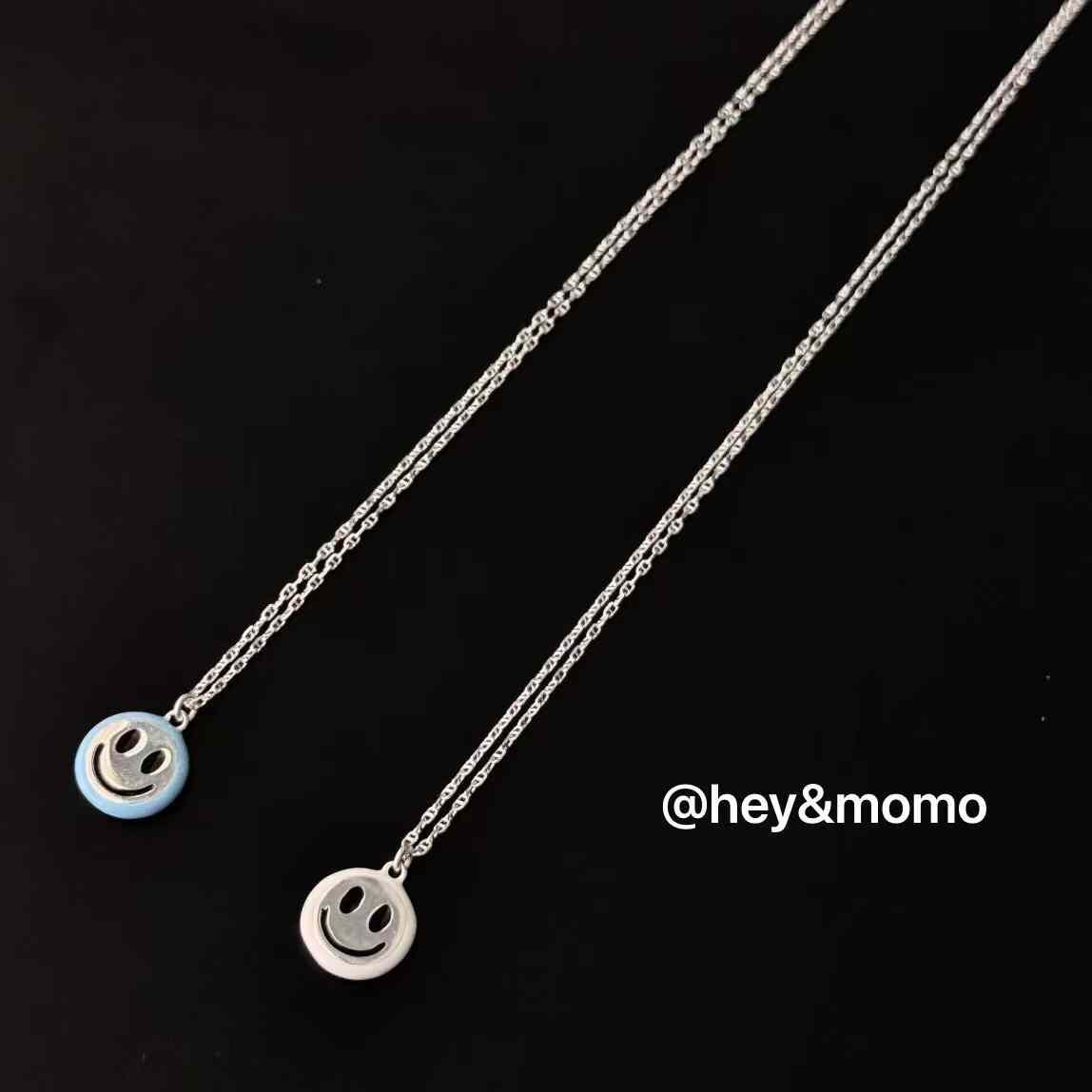 HM4302 925銀圓牌笑臉吊墜豬鼻鏈條項鍊