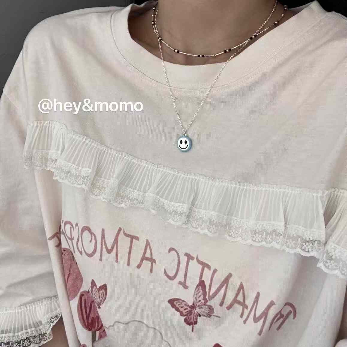 HM4302 925銀圓牌笑臉吊墜豬鼻鏈條項鍊