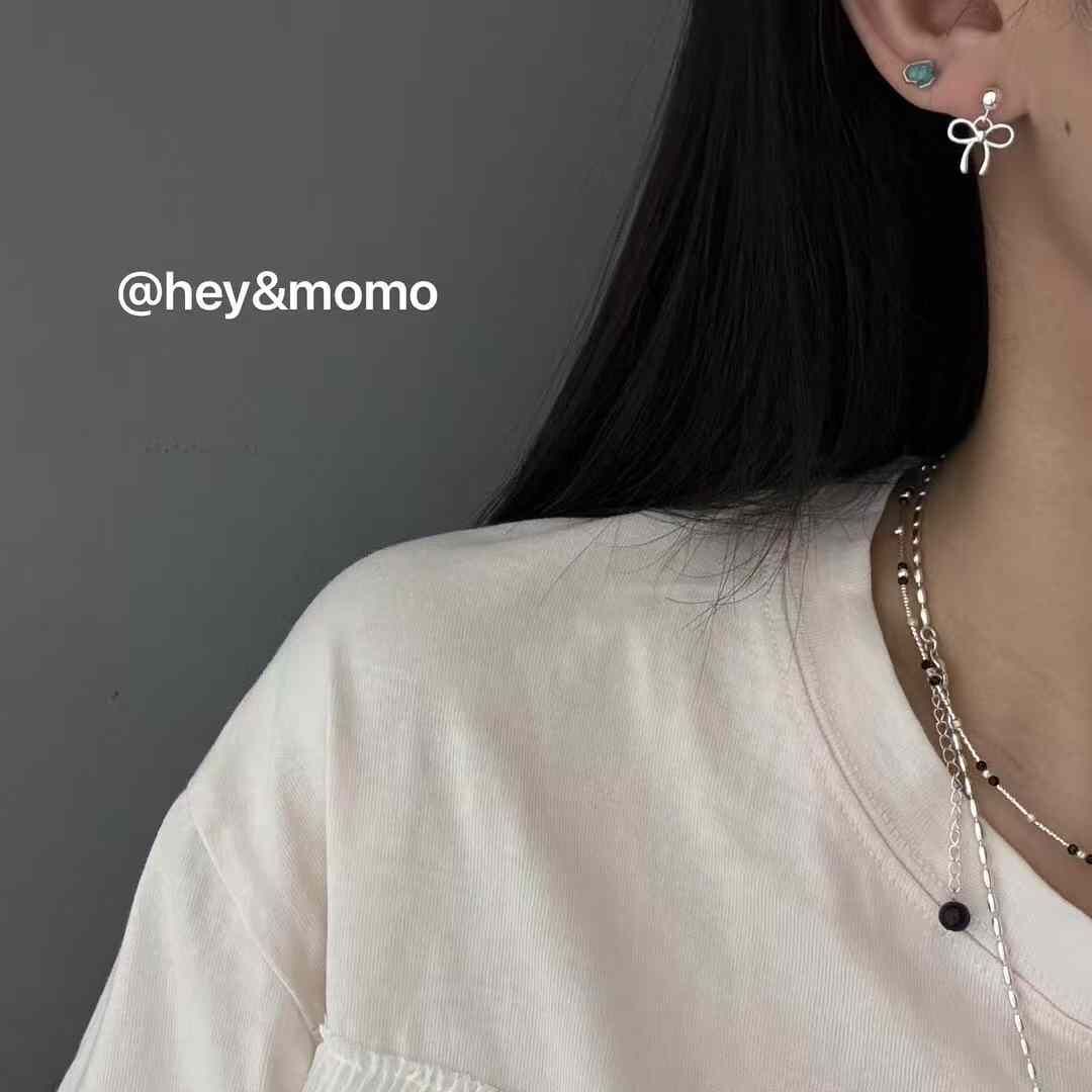 HM4303 925銀鏤空蝴蝶結吊墜耳環