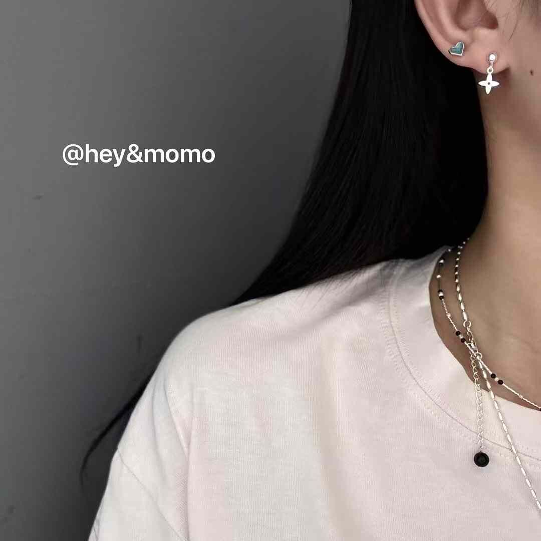 HM4305 925銀簡約四葉草與花圈耳環