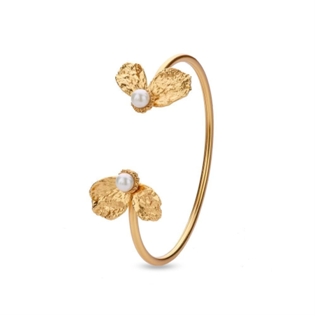1TA0524-117 THALLO Nymphe Poppy Bracelet Statement With Flexible Wire 24K Gold Vermeil On Sterling Silver Pearl Gold #s792b (A-SK-E)