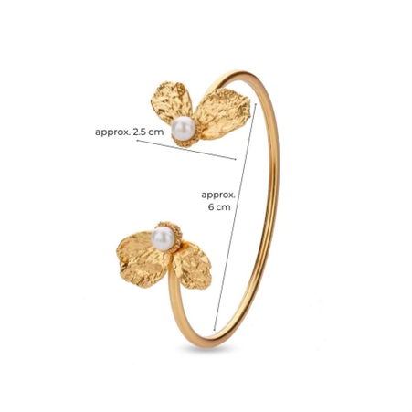 1TA0524-117 THALLO Nymphe Poppy Bracelet Statement With Flexible Wire 24K Gold Vermeil On Sterling Silver Pearl Gold #s792b (A-SK-E)