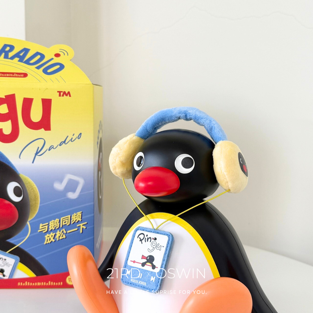 企鵝家族 PINGU 戴耳機 搖頭音響 公仔