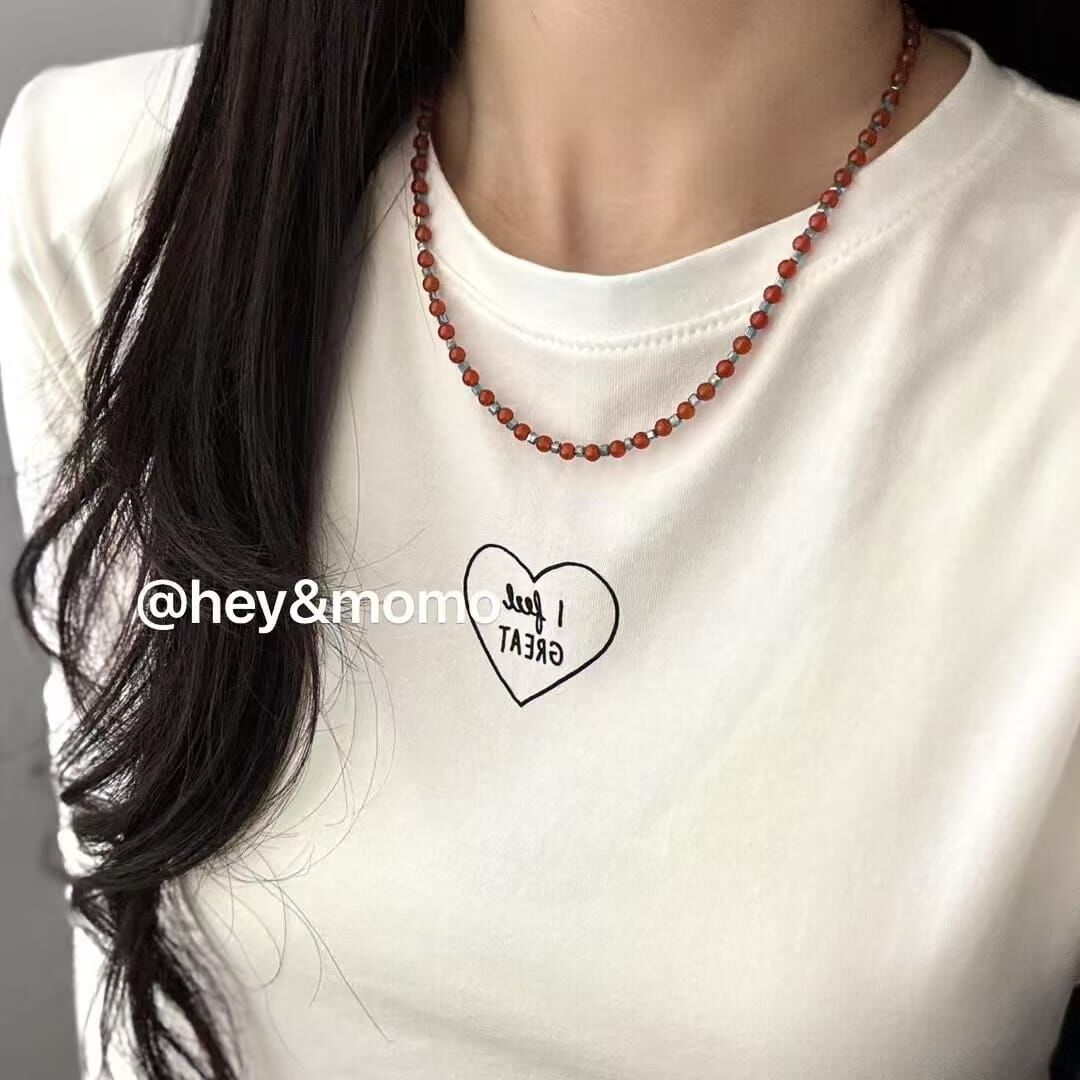 HM4311 925銀權志龍經典藍紅配色(藍水晶➕紅瑪瑙）項鍊