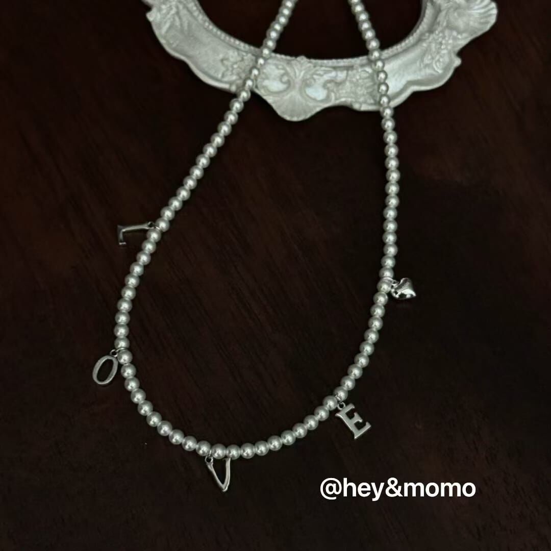 HM4313 925銀LOVE➕小愛心珍珠項鍊