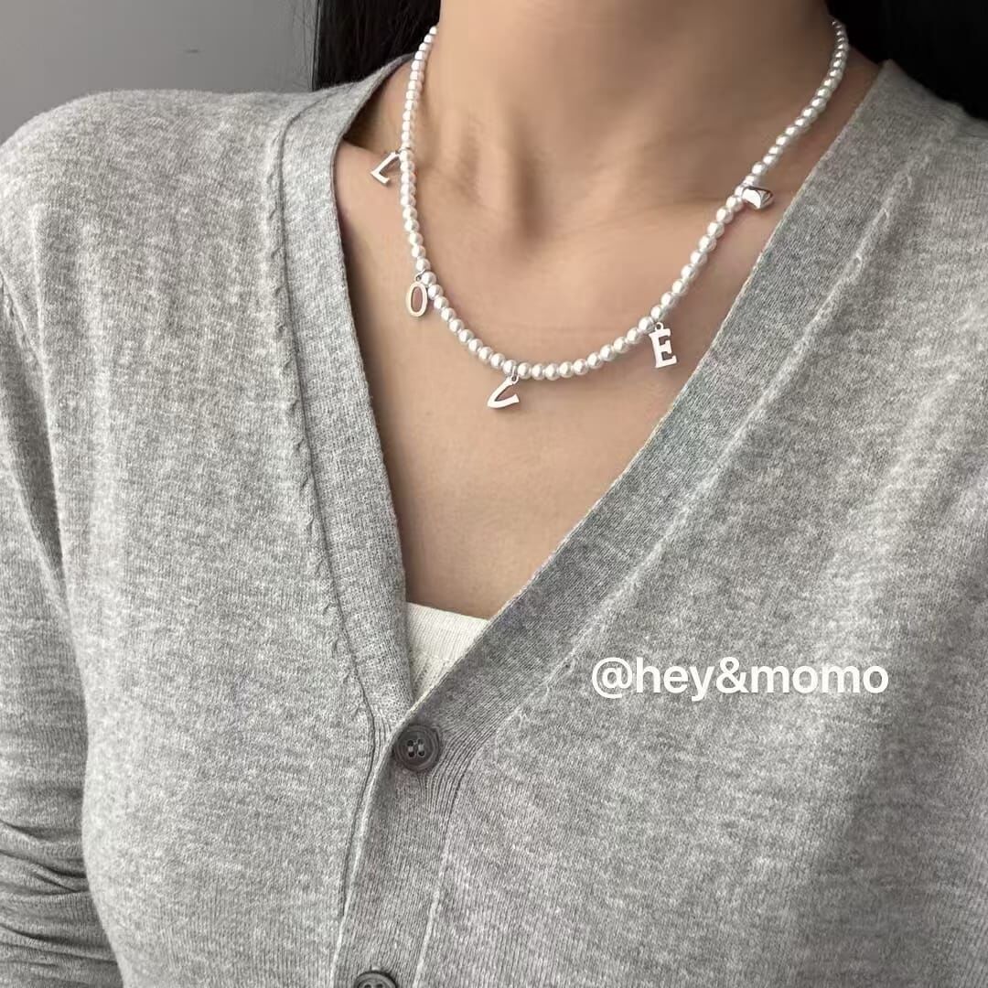 HM4313 925銀LOVE➕小愛心珍珠項鍊