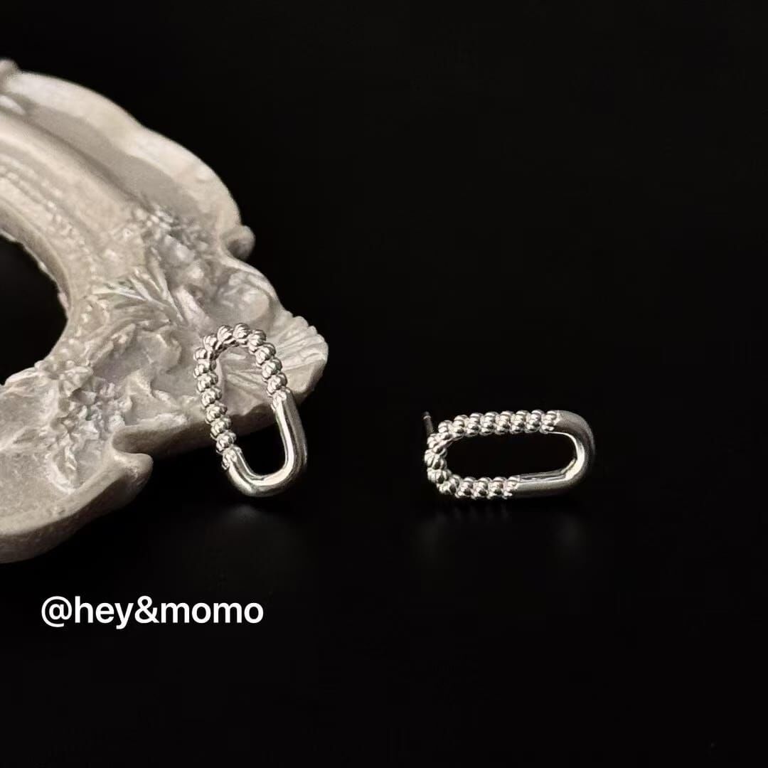 HM4316 925銀簡約紐結幾何鏤空造型耳環