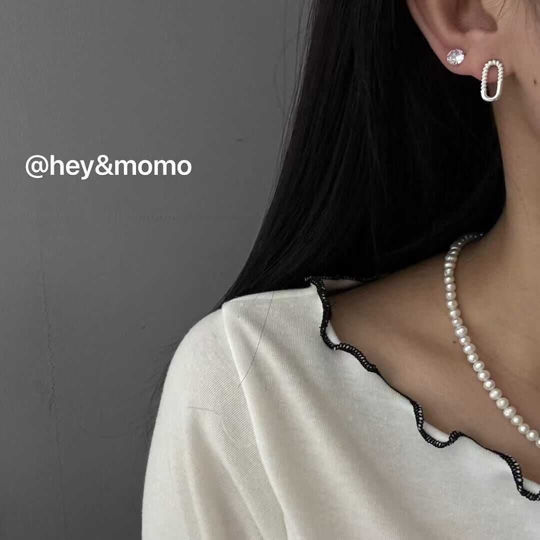 HM4316 925銀簡約紐結幾何鏤空造型耳環