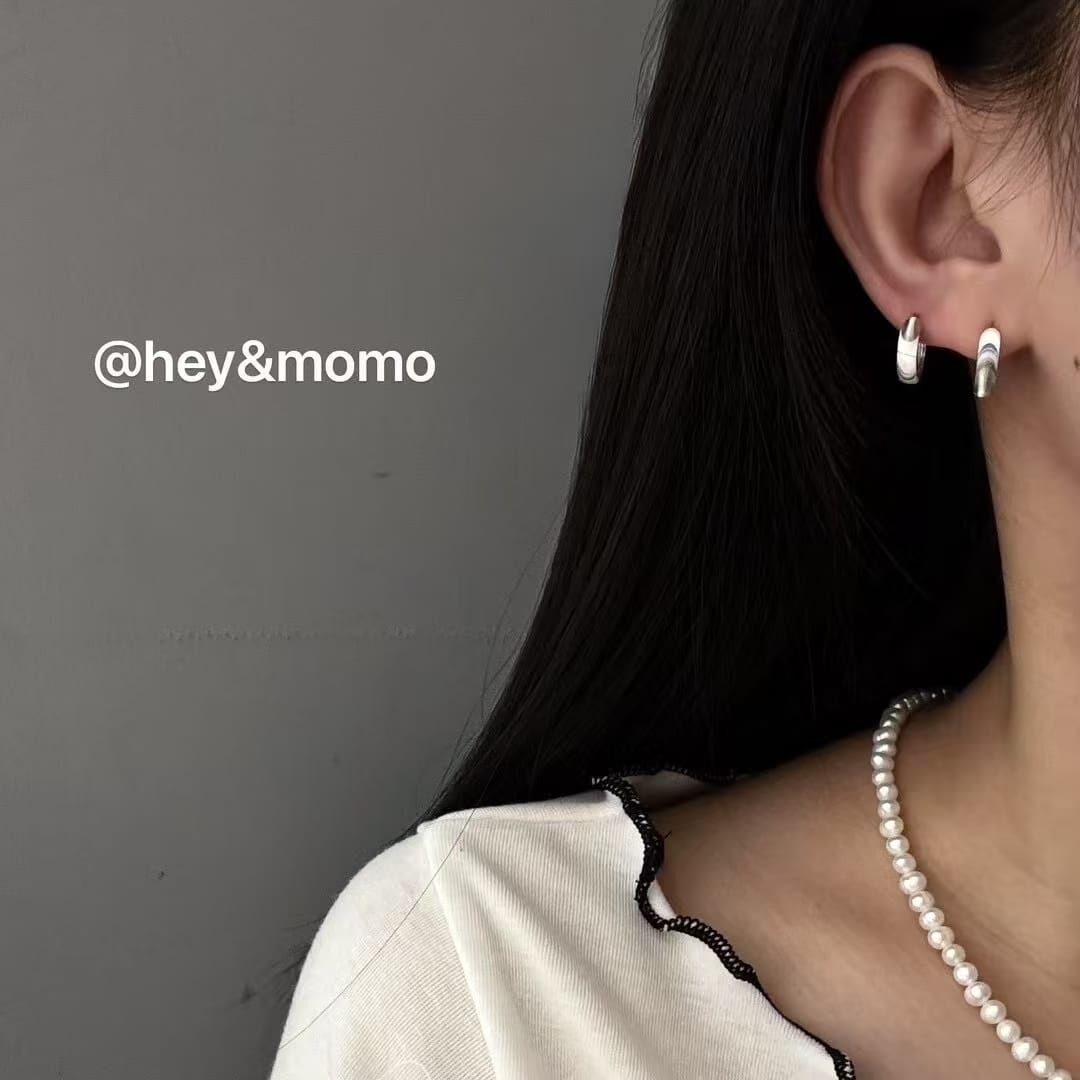 HM4317 925銀超閃貓眼拉絲工藝簡約耳圈