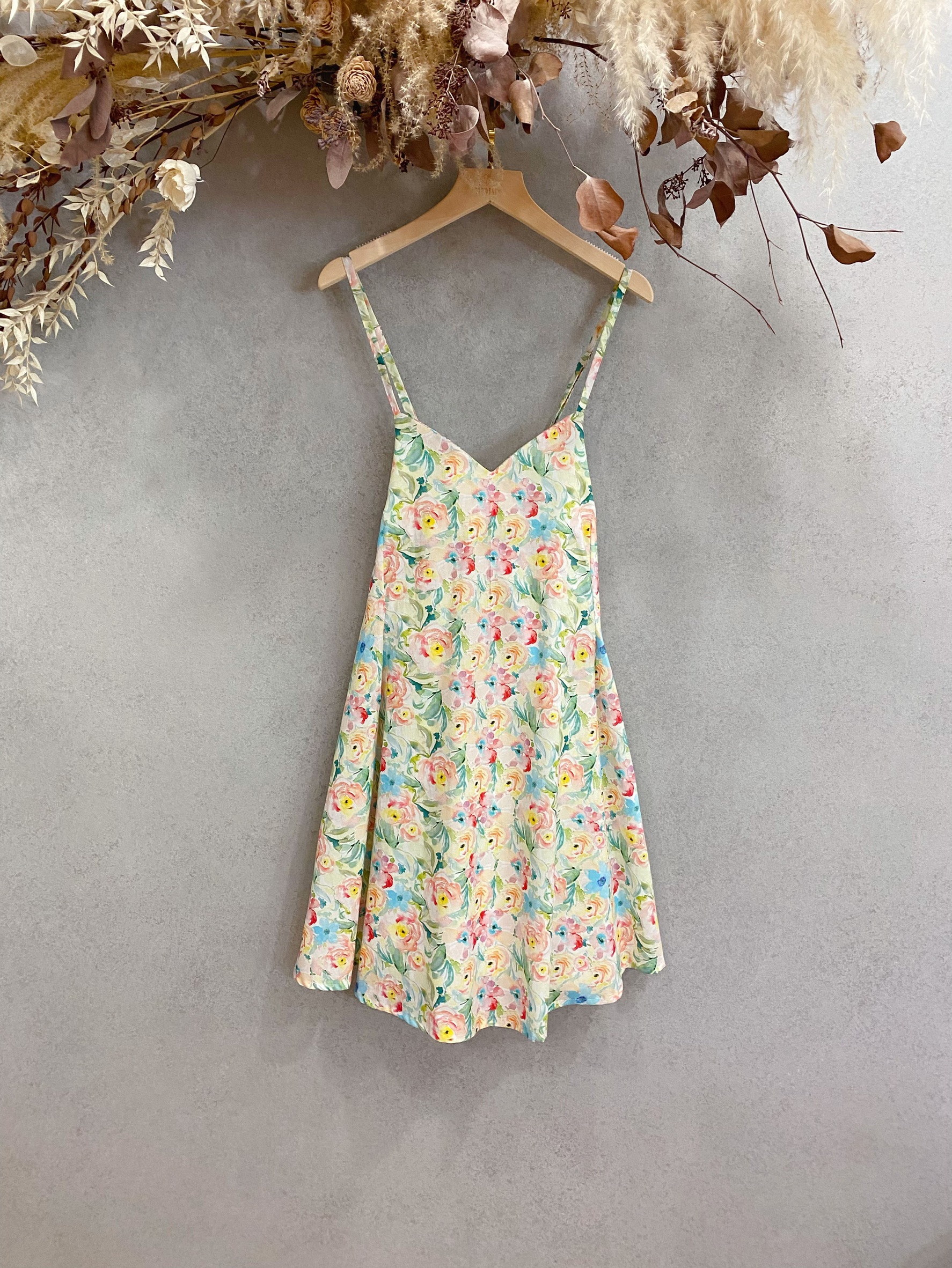 水彩薔薇 媽咪精靈短洋裝