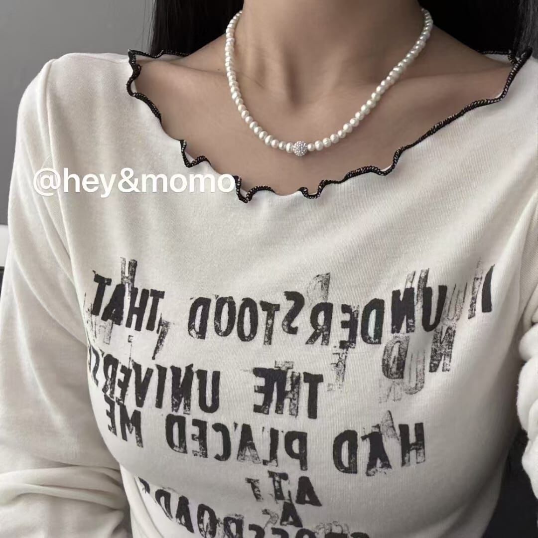 HM4319 925銀超閃施華洛鑽球淡水珍珠氣質項鍊