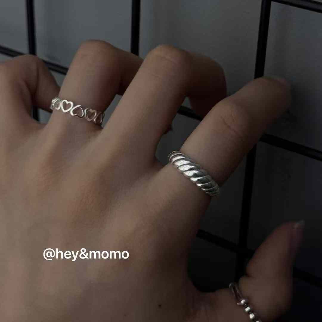 HM4320 925銀紐結牛角包時尚戒指