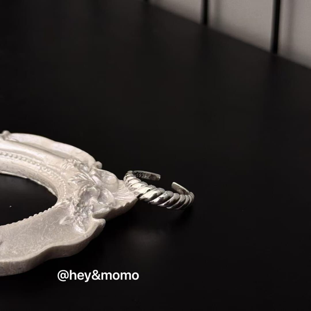 HM4320 925銀紐結牛角包時尚戒指