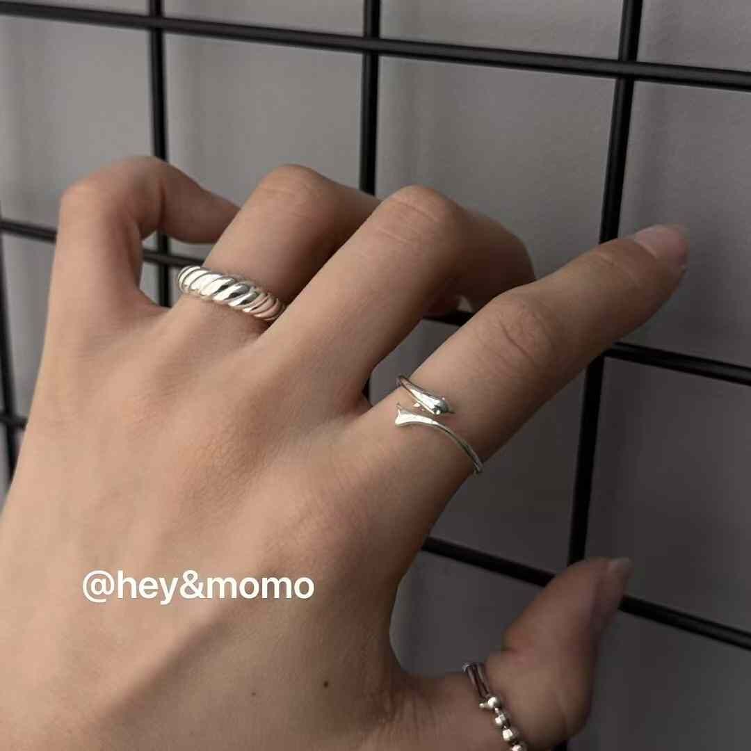 HM4321 925銀幸運海豚造型個性戒指