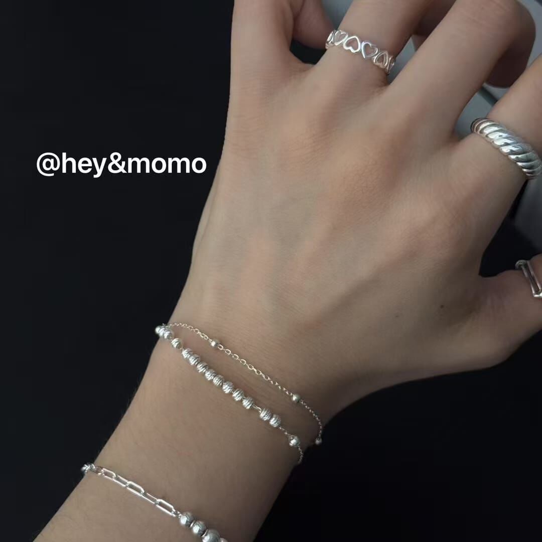 HM4324 925銀超閃銀球雙層手鍊