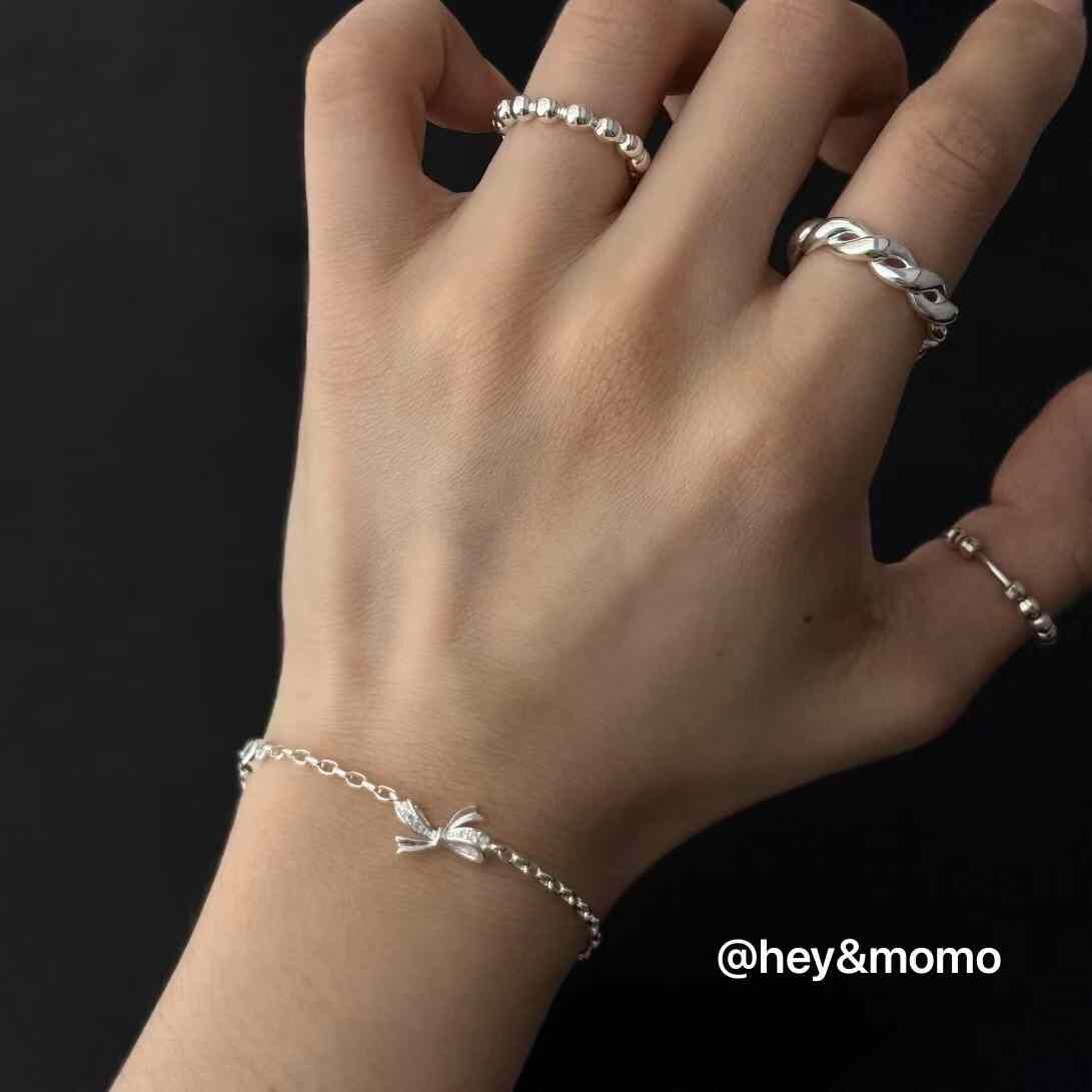 HM4329 925銀微鑲鑽蝴蝶結簡約手鍊