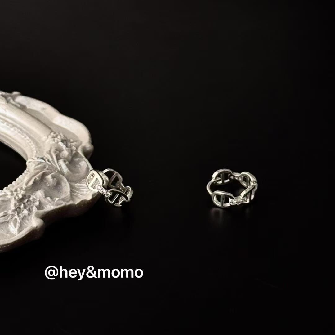 HM4334 925銀微鑲鑽滿圈豬鼻造型耳圈