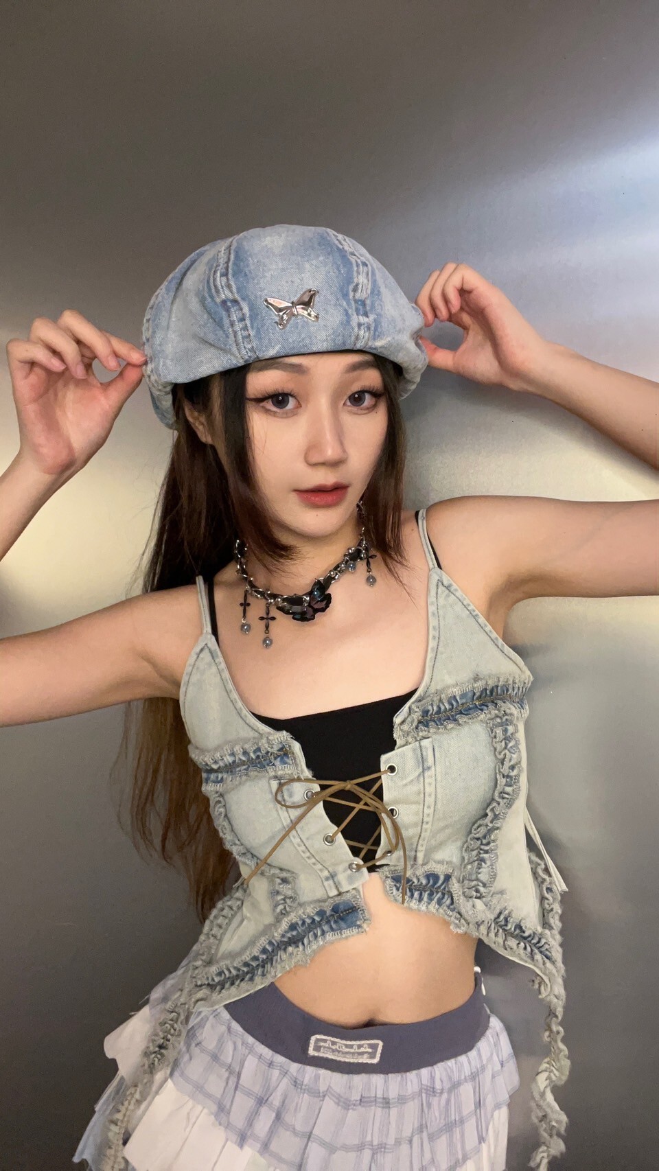 蝴蝶水洗報童帽