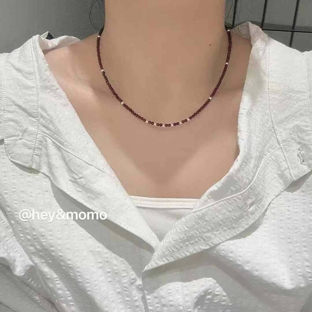 HM4336 925銀紅石榴石➕小銀球簡約項鍊