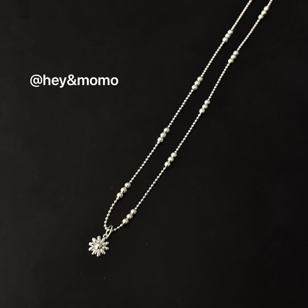HM4338 925銀明星同款小雛菊吊墜銀球項鍊