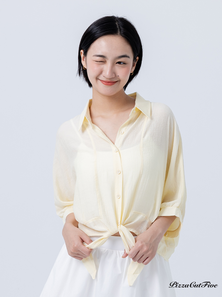 [兩件1580]百搭遮陽襯衫／罩衫綁帶上衣 PizzaCutFive PCF252402024