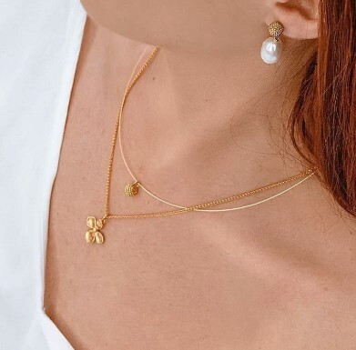 1TA0524-090 THALLO Petals Hydrangea Pendant Layer 24K Gold Vermeil on Sterling Silver #S274a (A-SK-E)