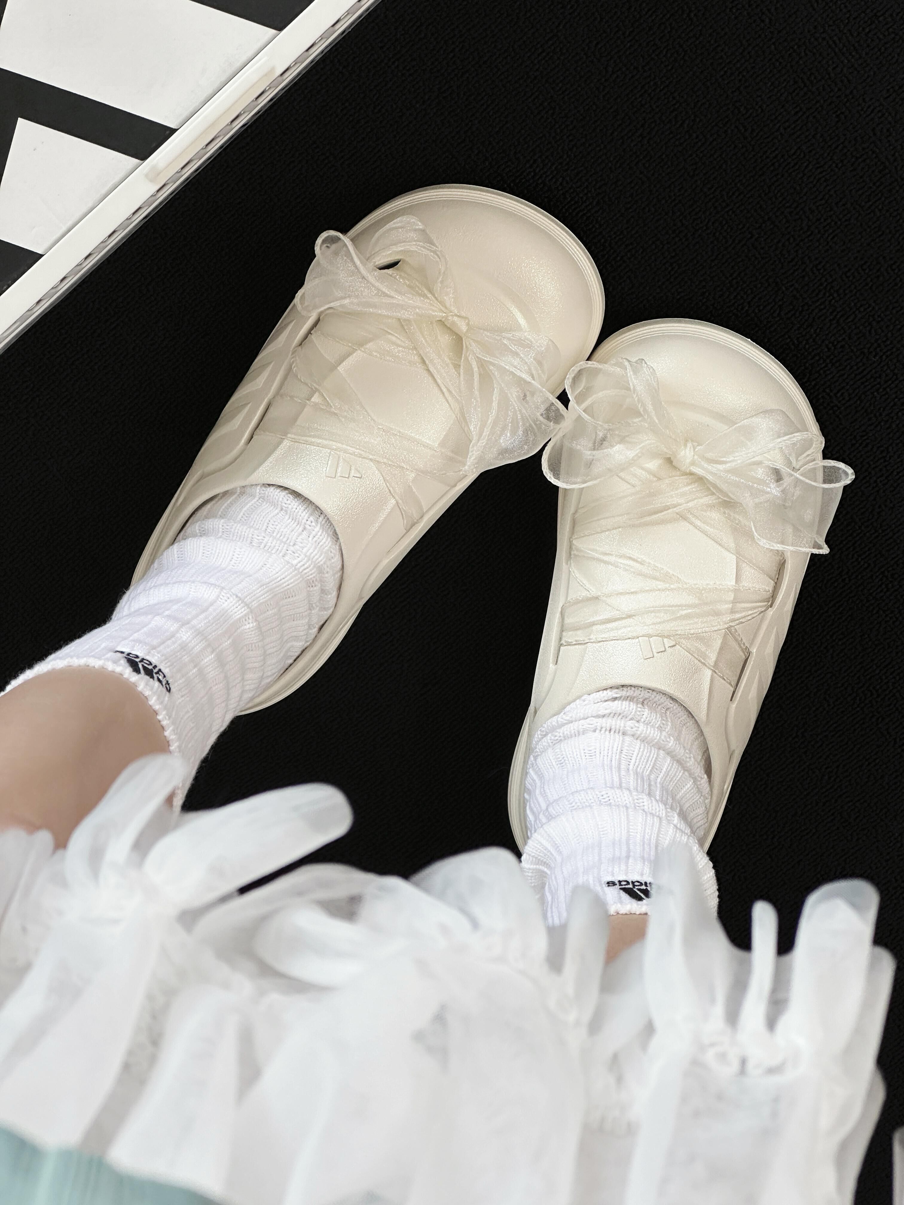 Adidas OZWAVE CLOG 珠光白 日月光 奶白 包頭拖鞋 鋸齒鞋 男女同款 JR2098/預購