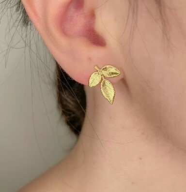 1TA0524-091 THALLO Memories Rose Earrings Mini Studs 24K Gold Vermeil on Sterling Silver #s831a (A-SK-E)