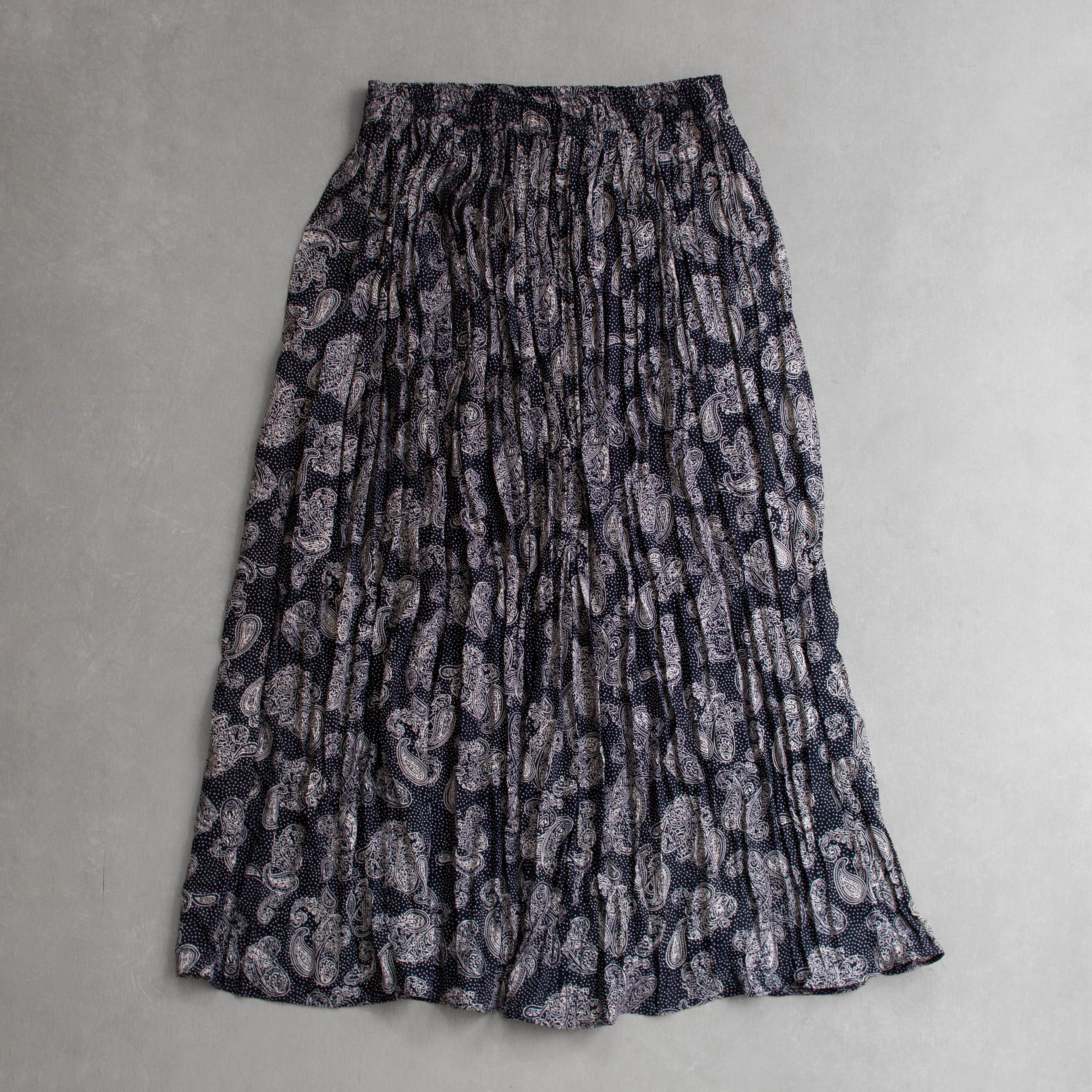 VINTAGE PLEATED SKIRTS 美國製 深藍 變形蟲 鬆緊 百摺 長裙 裙子
