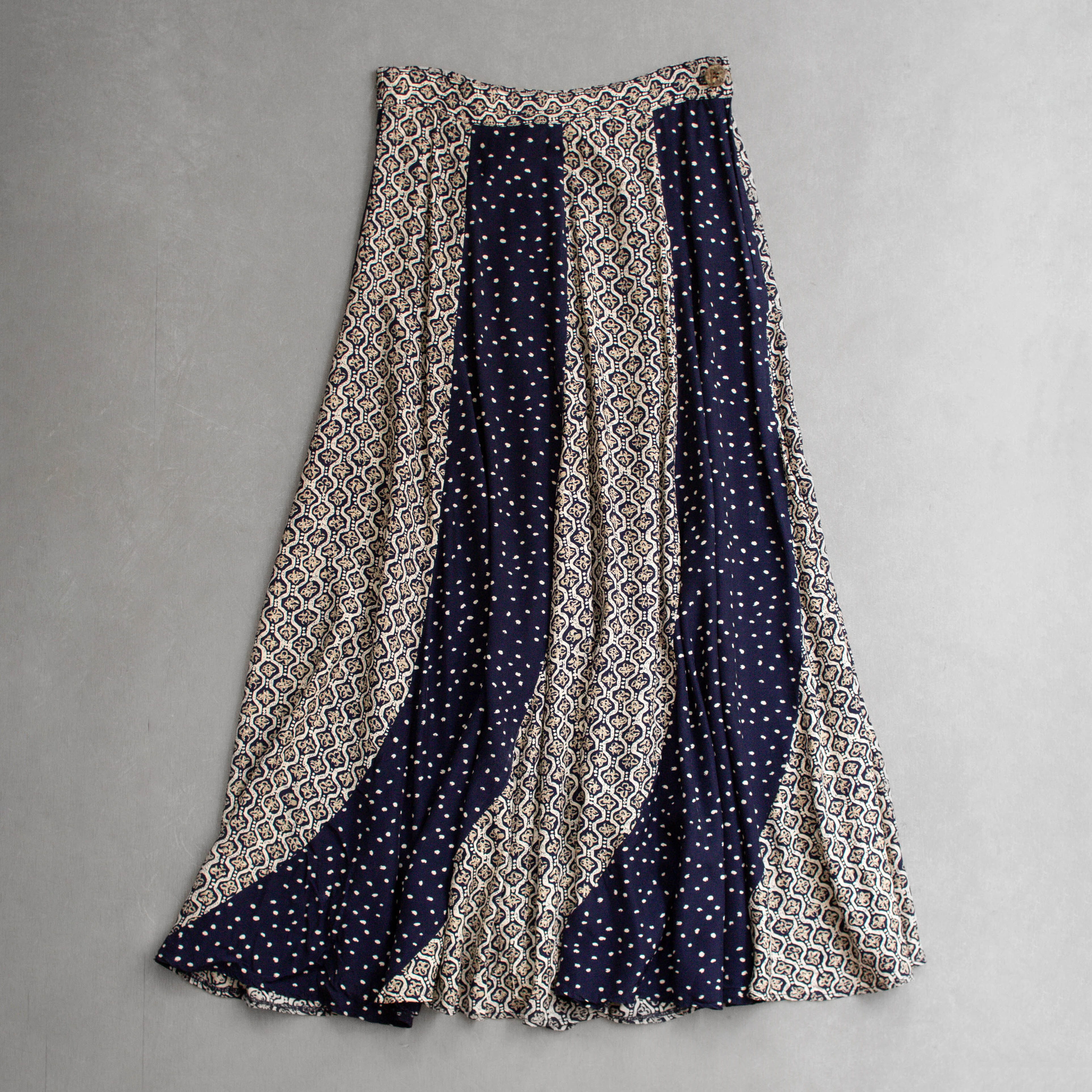 VINTAGE PLEATED SKIRTS 美國 深藍 拼接 圓點 百摺 長裙 裙子