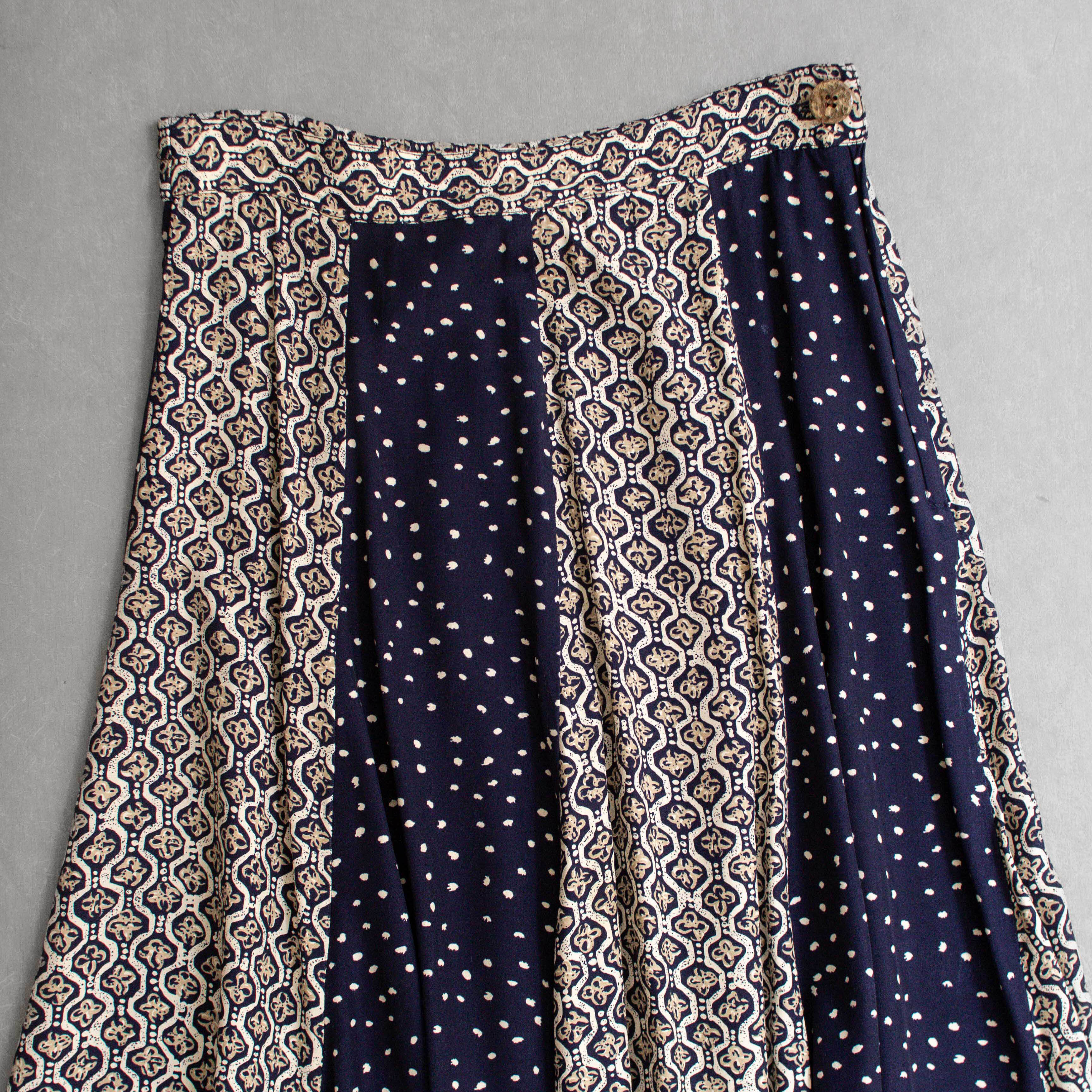 VINTAGE PLEATED SKIRTS 美國 深藍 拼接 圓點 百摺 長裙 裙子