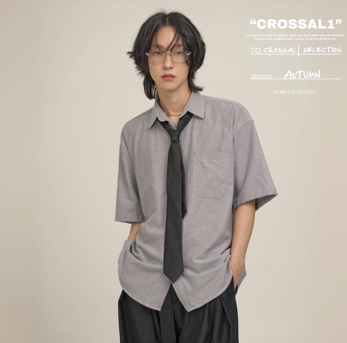 素色口袋短袖襯衫