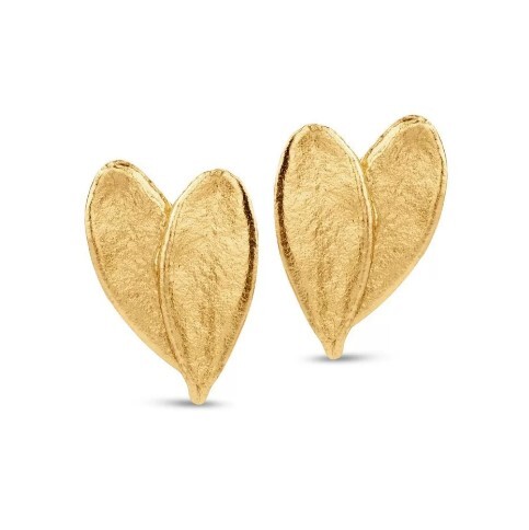 1TA0524-096 THALLO Athena Olive Earrings Mini Two Leaves Studs 24K Gold Vermeil on Sterling Silver #s088b (A-SK-E)