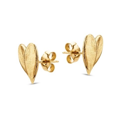1TA0524-096 THALLO Athena Olive Earrings Mini Two Leaves Studs 24K Gold Vermeil on Sterling Silver #s088b (A-SK-E)