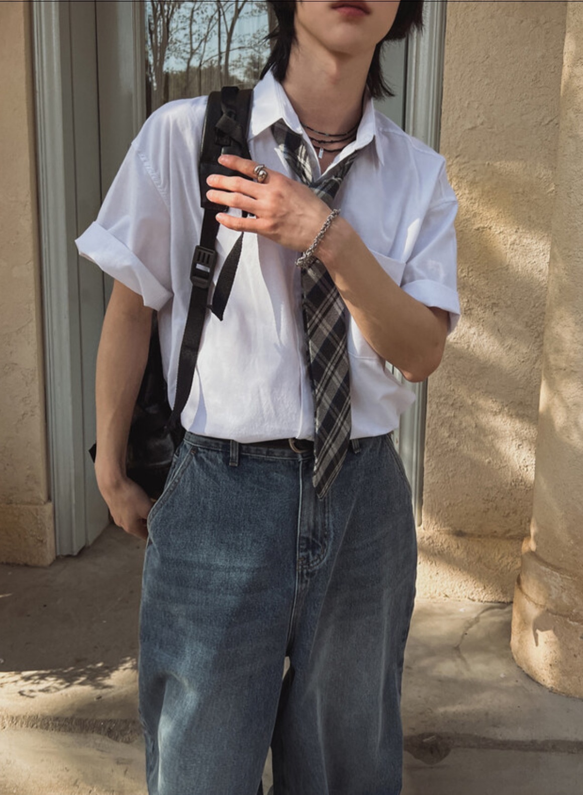 學院風日系短袖襯衫